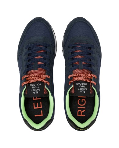 Scarpe Uomo Sun 68 Tom Fluo Nylon Suede Navy Blue