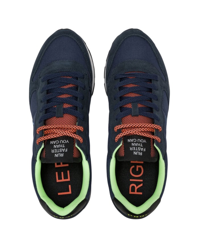 Scarpe Uomo Sun 68 Tom Fluo Nylon Suede Navy Blue