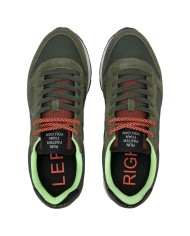 Scarpe Uomo Sun 68 Tom Fluo Nylon Suede Militare Scuro