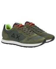 Scarpe Uomo Sun 68 Tom Fluo Nylon Suede Militare Scuro