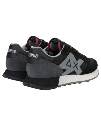 Scarpe Uomo Sun 68 Jaki 2.0 Solid Mesh Suede Leather Nero