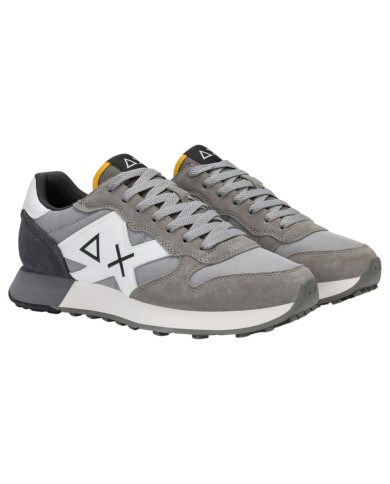 Scarpe Uomo Sun 68 Jaki 2.0 Solid Mesh Suede Leather Grigio Medio