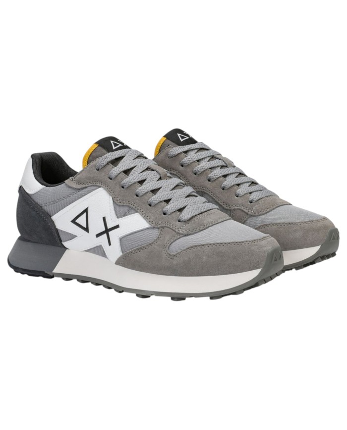 Scarpe Uomo Sun 68 Jaki 2.0 Solid Mesh Suede Leather Grigio Medio