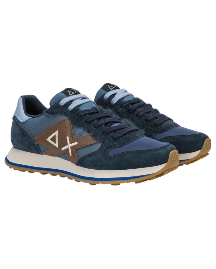 Scarpe Uomo Sun 68 Jaki 2.0 Bicolor Mesh Suede Leather Navy Blue