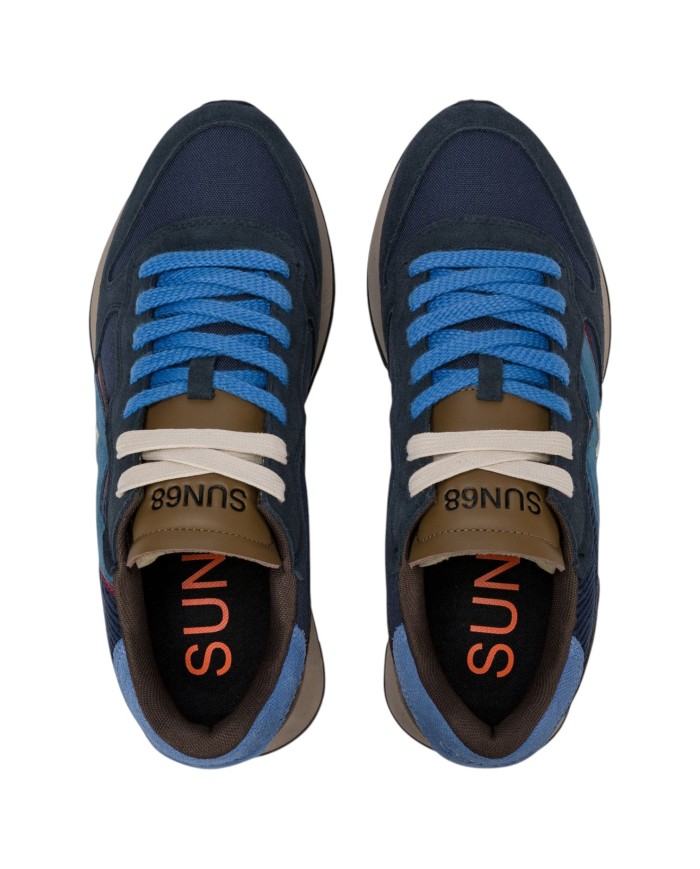 Scarpe Uomo Sun 68 Jaki Winter Mesh Suede Leather Navy Blue