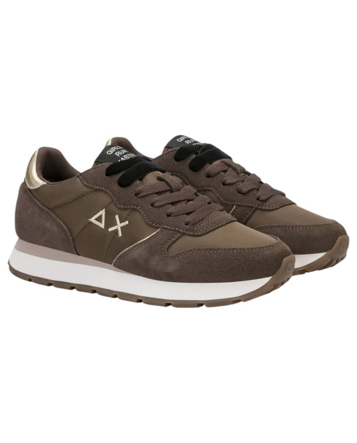 Scarpe Donna Sun 68 Ally Silver Gold Mesh Suede Marrone