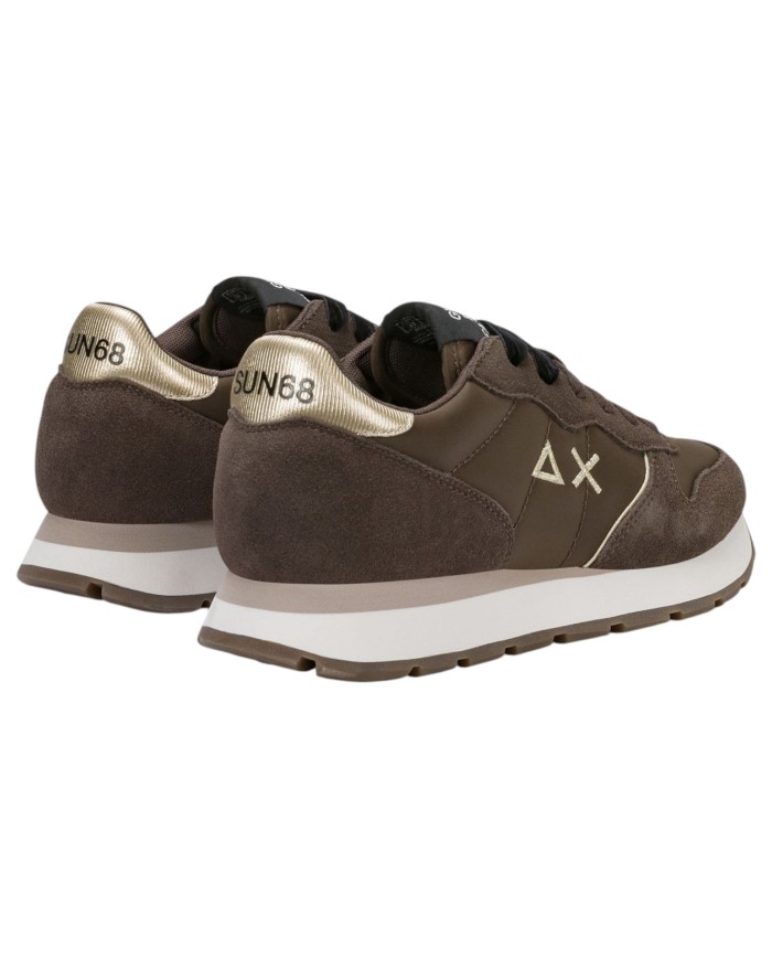Scarpe Donna Sun 68 Ally Silver Gold Mesh Suede Marrone