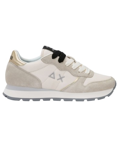 Scarpe Donna Sun 68 Ally Silver Gold Mesh Suede Bianco Panna