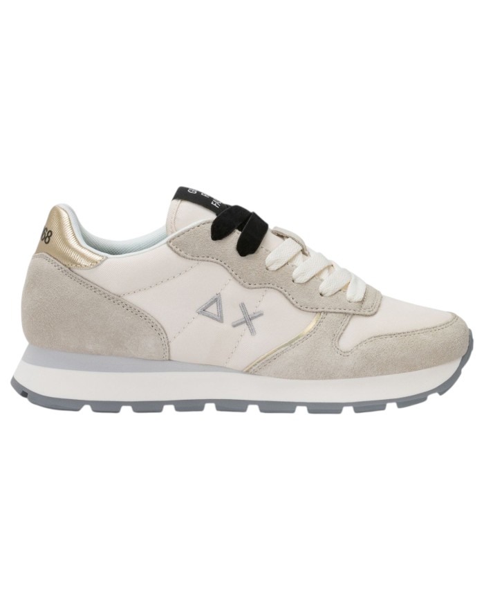Scarpe Donna Sun 68 Ally Silver Gold Mesh Suede Bianco Panna