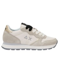 Scarpe Donna Sun 68 Ally Silver Gold Mesh Suede Bianco Panna
