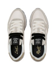 Scarpe Donna Sun 68 Ally Silver Gold Mesh Suede Bianco Panna
