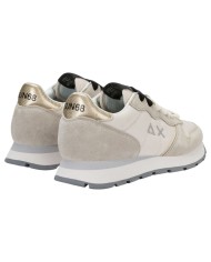 Scarpe Donna Sun 68 Ally Silver Gold Mesh Suede Bianco Panna