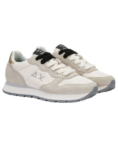Scarpe Donna Sun 68 Ally Silver Gold Mesh Suede Bianco Panna