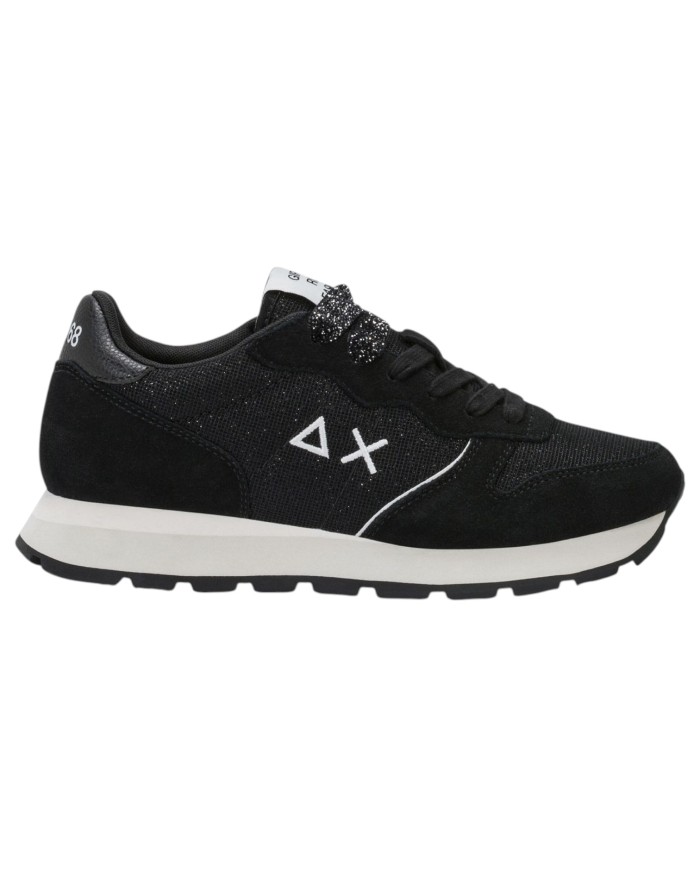 Scarpe Donna Sun 68 Ally Glitter Textile Mesh Suede Nero