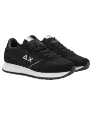 Scarpe Donna Sun 68 Ally Glitter Textile Mesh Suede Nero