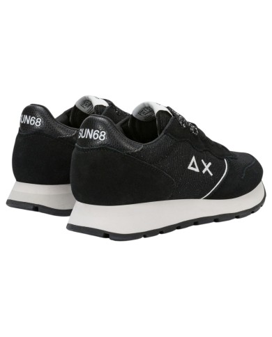 Scarpe Donna Sun 68 Ally Glitter Textile Mesh Suede Nero