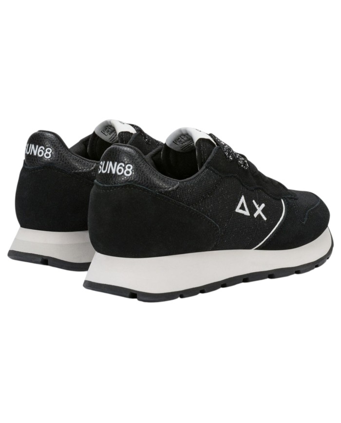 Scarpe Donna Sun 68 Ally Glitter Textile Mesh Suede Nero