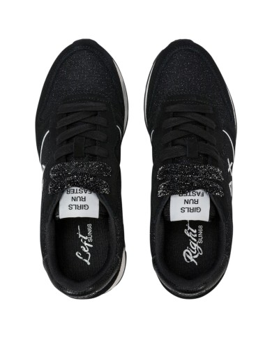 Scarpe Donna Sun 68 Ally Glitter Textile Mesh Suede Nero