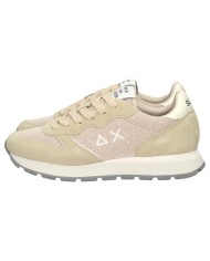 Scarpe Donna Sun 68 Ally Glitter Textile Mesh Suede Beige