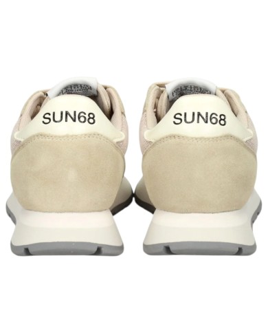 Scarpe Donna Sun 68 Ally Glitter Textile Mesh Suede Beige