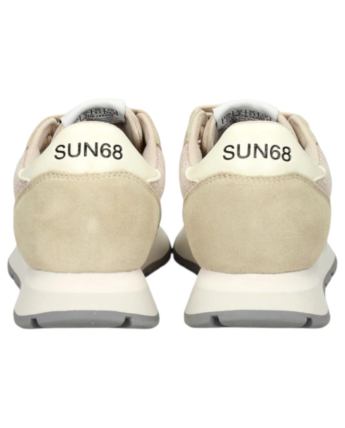 Scarpe Donna Sun 68 Ally Glitter Textile Mesh Suede Beige