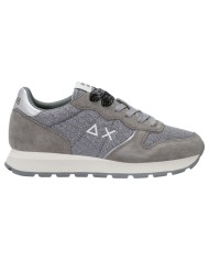 Scarpe Donna Sun 68 Ally Glitter Textile Mesh Suede Grigio Medio