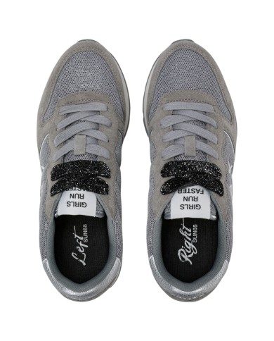 Scarpe Donna Sun 68 Ally Glitter Textile Mesh Suede Grigio Medio