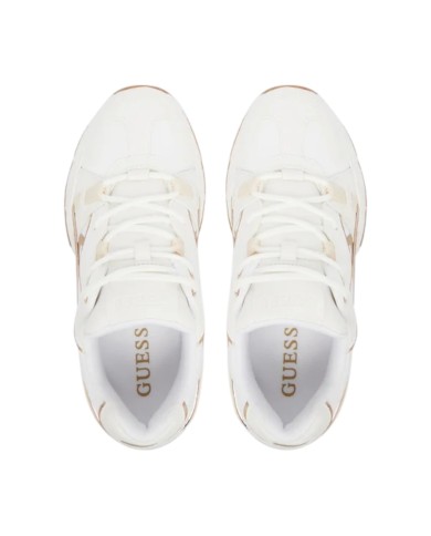 Sneakers Donna Guess Carrli 6 G Logo Mesh Leather White Gold