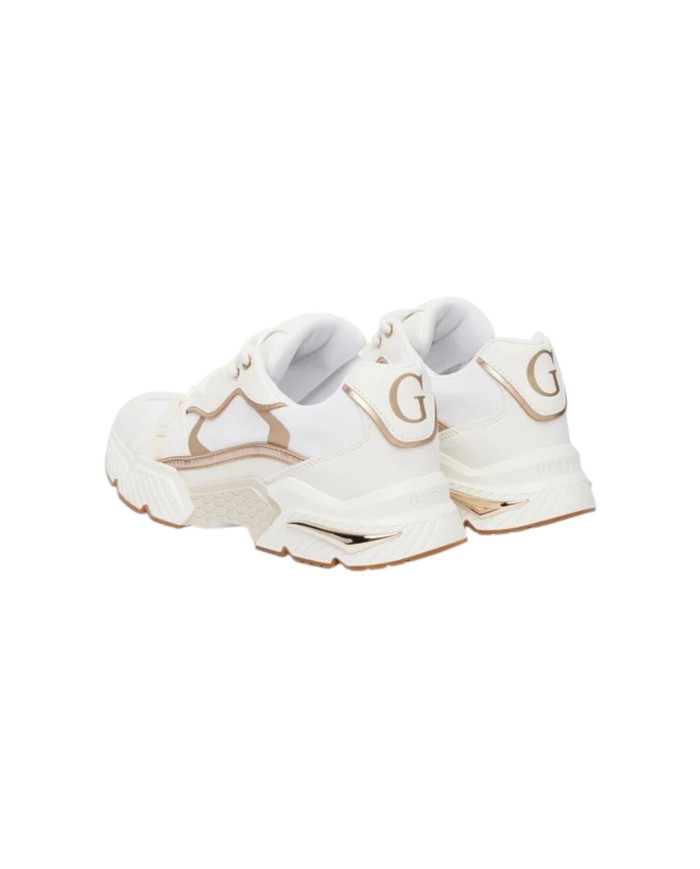 Sneakers Donna Guess Carrli 6 G Logo Mesh Leather White Gold