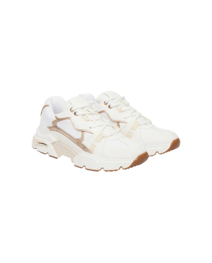 Sneakers Donna Guess Carrli 6 G Logo Mesh Leather White Gold