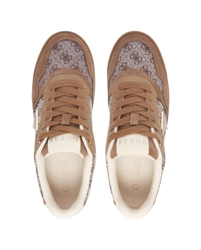Sneakers Donna Guess Miram 16 4 G Logo Mesh Suede Taupe Beige