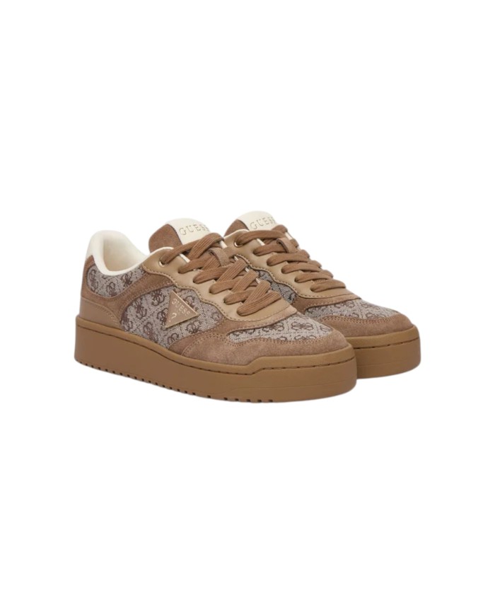 Sneakers Donna Guess Miram 16 4 G Logo Mesh Suede Taupe Beige