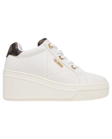 Sneakers Donna Guess Roazy Con Zeppa Leather White