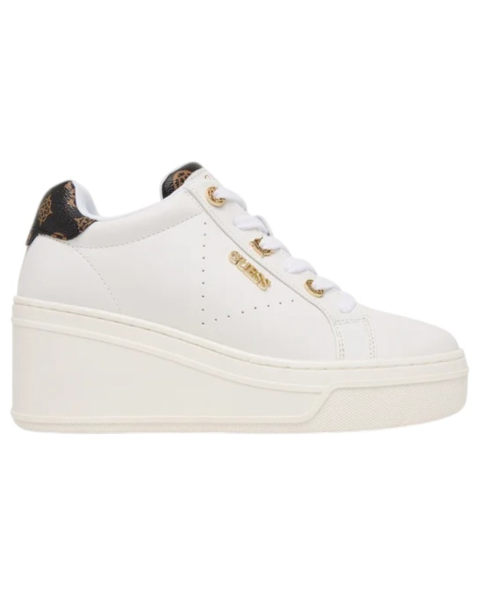 Sneakers Donna Guess Roazy Con Zeppa Leather White