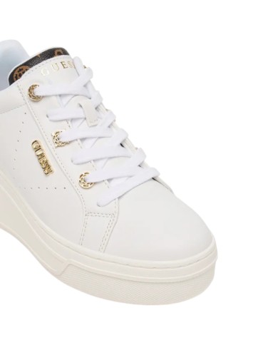 Sneakers Donna Guess Roazy Con Zeppa Leather White