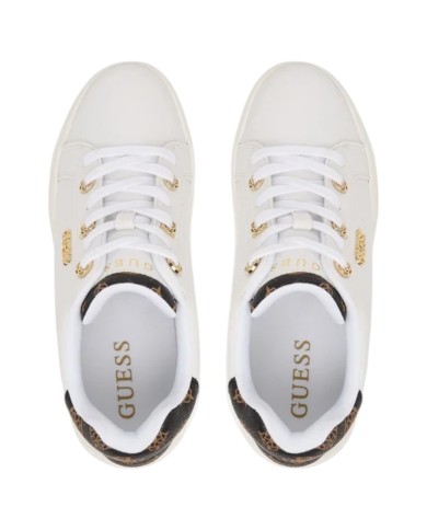 Sneakers Donna Guess Roazy Con Zeppa Leather White