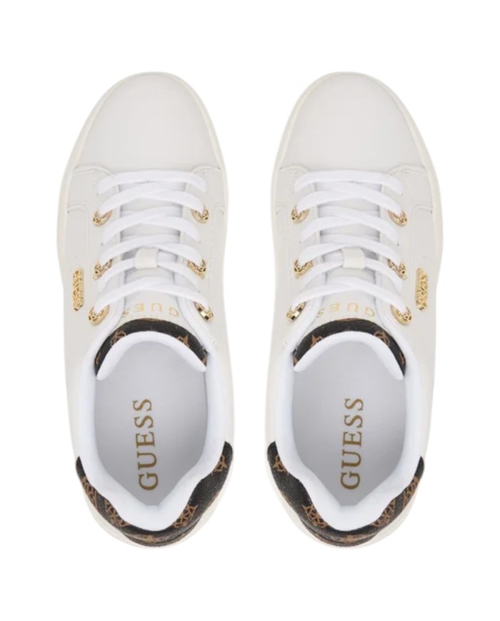 Sneakers Donna Guess Roazy Con Zeppa Leather White