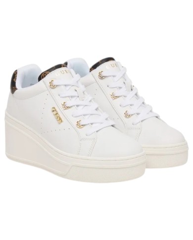 Sneakers Donna Guess Roazy Con Zeppa Leather White