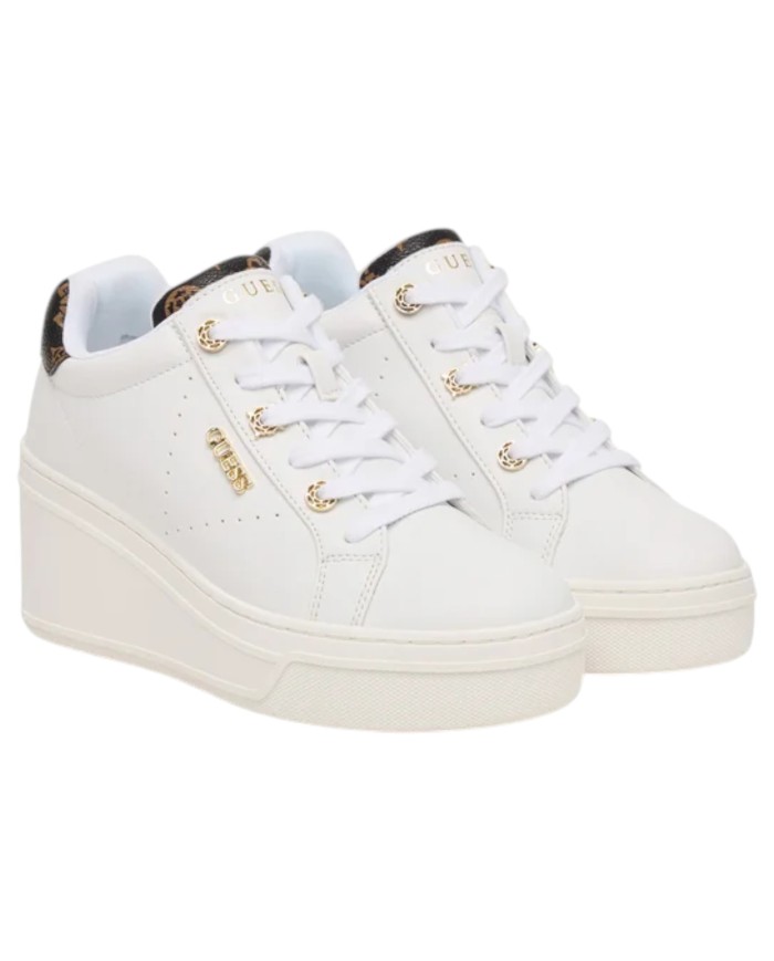 Sneakers Donna Guess Roazy Con Zeppa Leather White