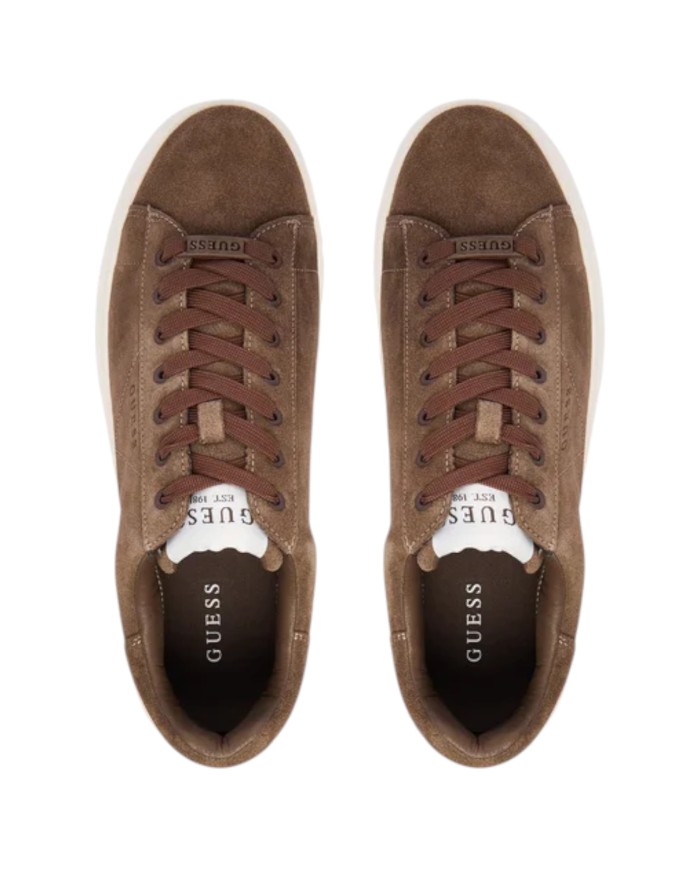 Sneakers Guess Uomo Elba Guess Logo Suede Brown