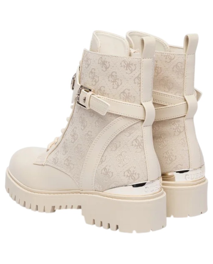 Anfibio Guess Donna Olanna 2 4 G Logo Nylon Leather Beige