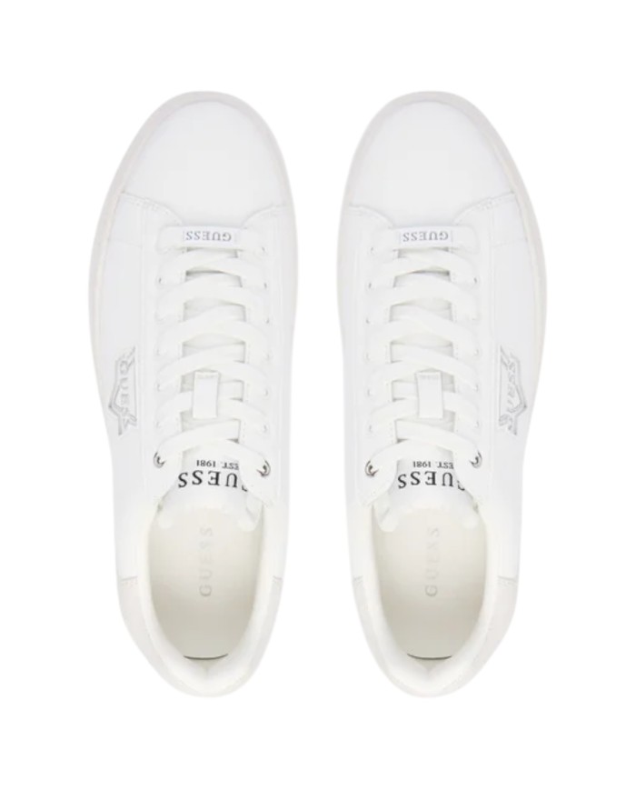 Sneakers Guess Uomo Elban Triangle Logo Suede Leather White