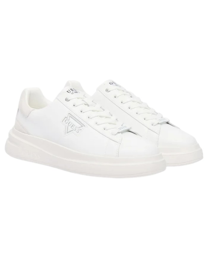 Sneakers Guess Uomo Elban Triangle Logo Suede Leather White