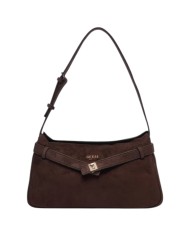 Borsa A Spalla Donna Guess Ella Shoulder Bag Suede Espresso Brown