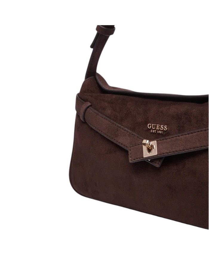 Borsa A Spalla Donna Guess Ella Shoulder Bag Suede Espresso Brown