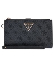 Portafoglio Donna Guess Laurel II Slg 4 G Logo Leather Coal Black