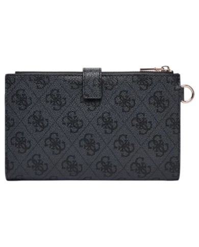 Portafoglio Donna Guess Laurel II Slg 4 G Logo Leather Coal Black