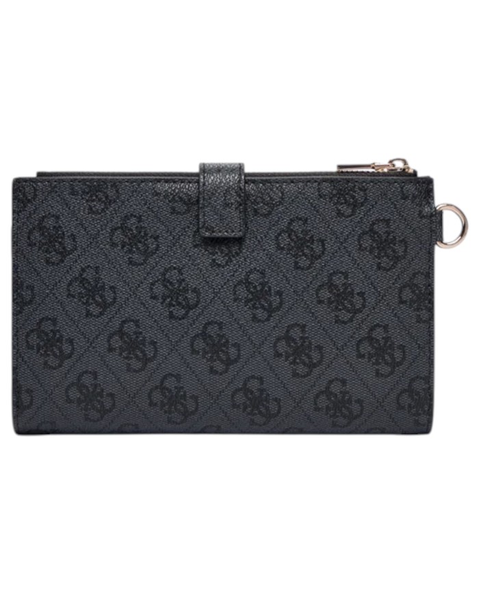 Portafoglio Donna Guess Laurel II Slg 4 G Logo Leather Coal Black