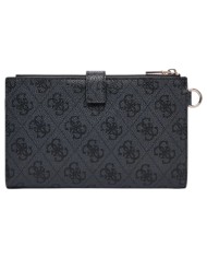 Portafoglio Donna Guess Laurel II Slg 4 G Logo Leather Coal Black