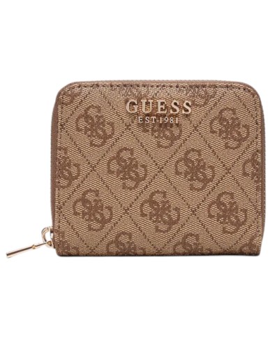 Portafoglio Donna Guess Laurel II Slg 4 G Logo Leather Latte beige